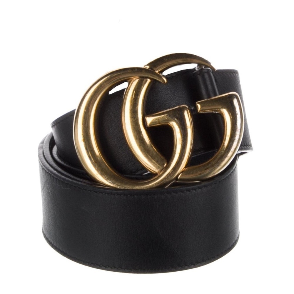 Gucci Black Double G Logo Leather Belt 75•30​​